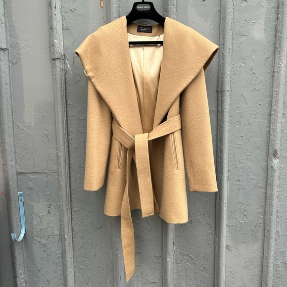 Sentaler Baby Alpaca Mid Length Hooded Wrap Coat, size XS - Picture 5 of 14